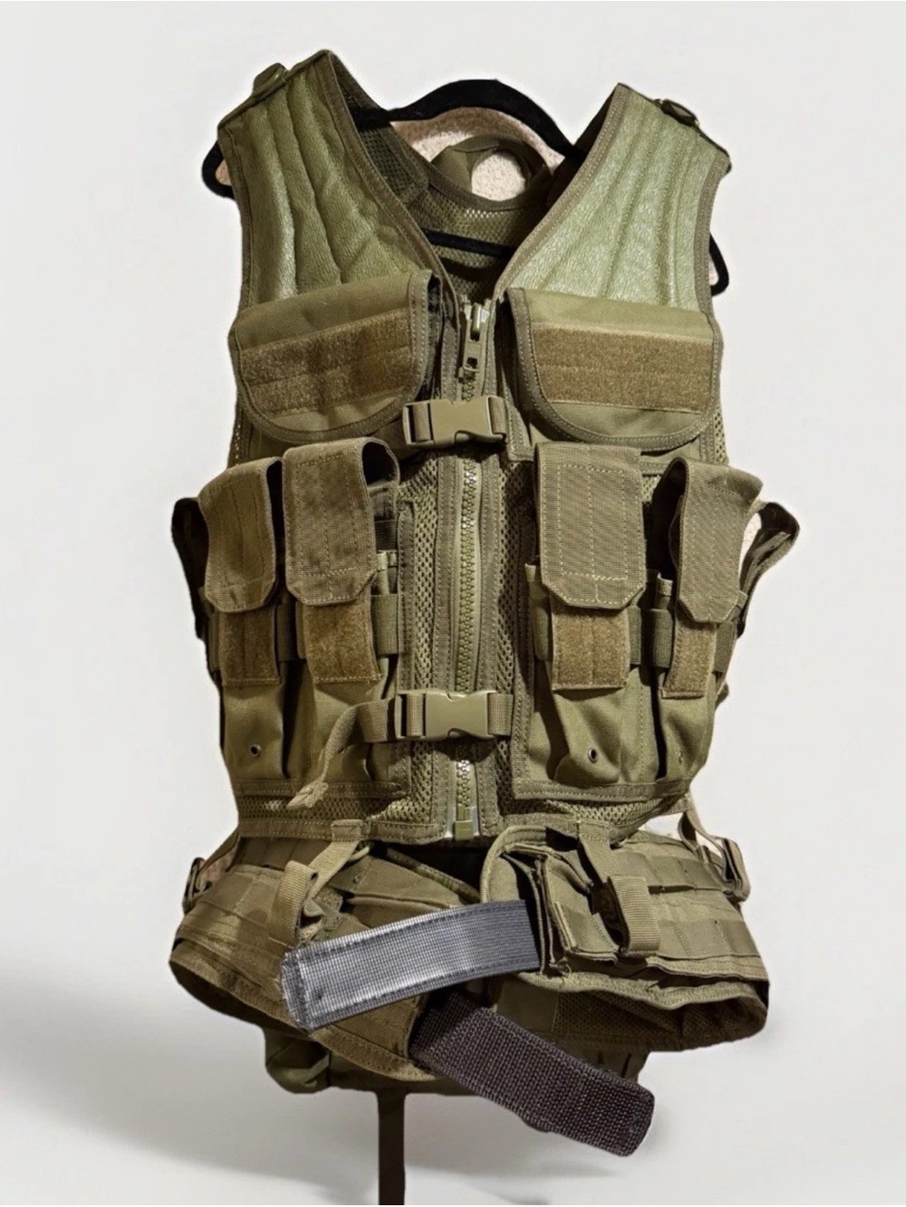 Olive Drab Green Tactical Vest With Battle Belt & Buttpack 6 Mag Pouches NWOT